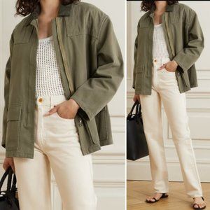 NWT! Nili Lotan Melvin corduroy-trimmed Jacket in Olive Green Size Small